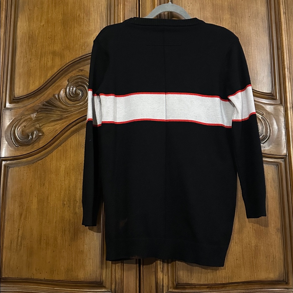 Givenchy Sweater in Black Faded White and Red Accents Wool Blend Medium - Picture 6 of 16